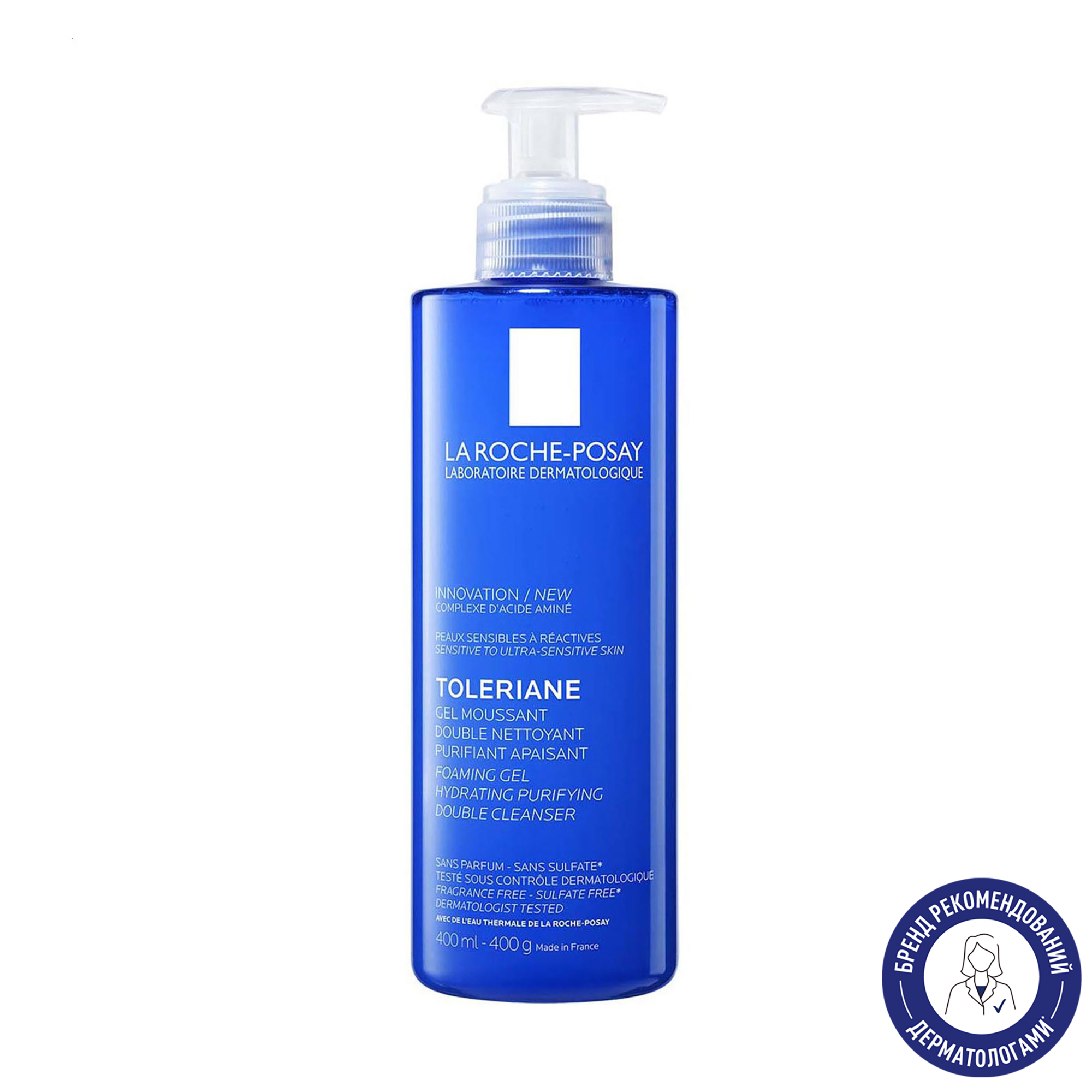 Зволожувальний очищувальний гель-мус для обличчя La Roche-Posay Toleriane Foaming Gel  Подвійної дії, 400 мл